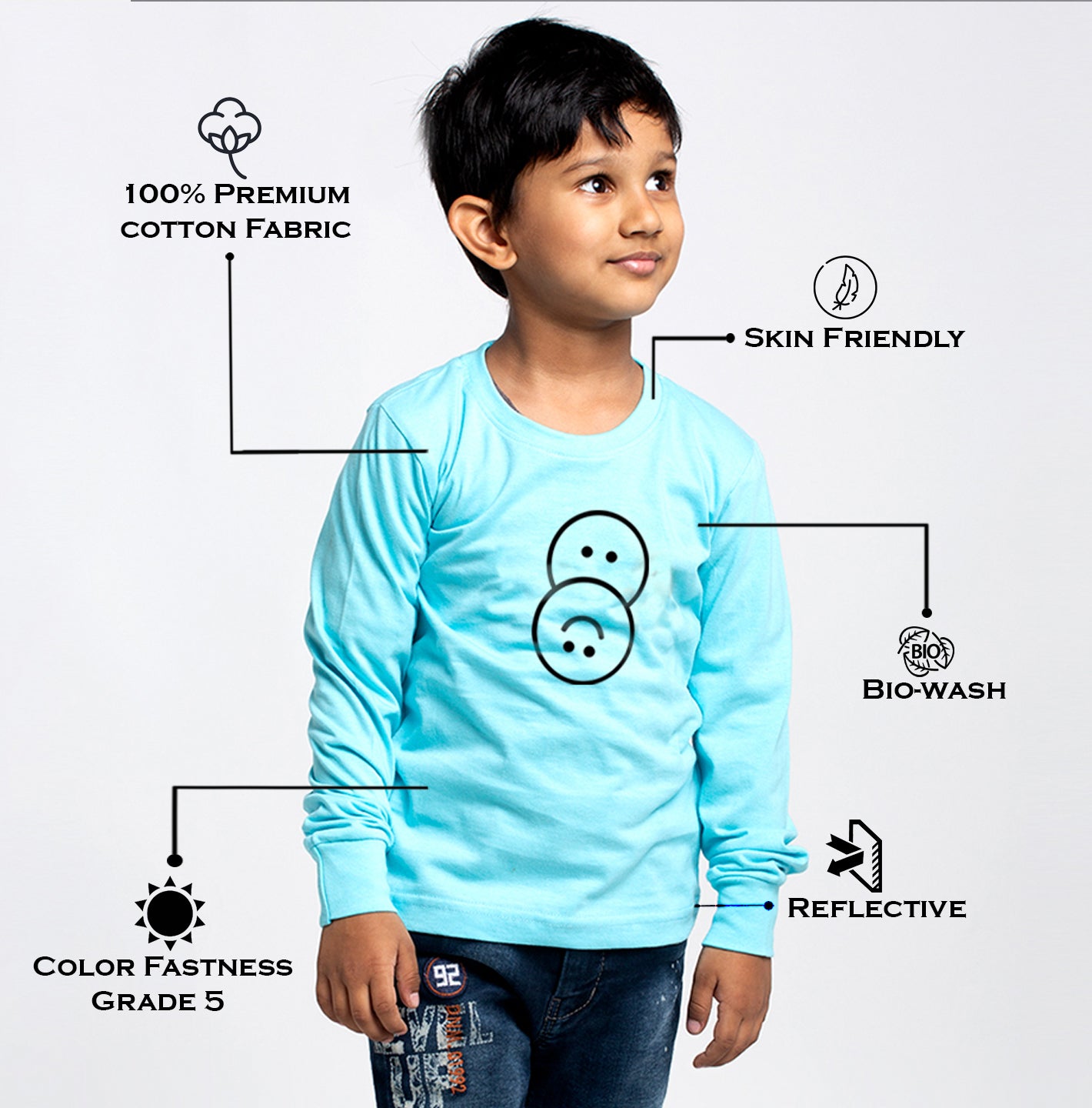 Kids Smiley printed full sleeves t-shirt - Friskers