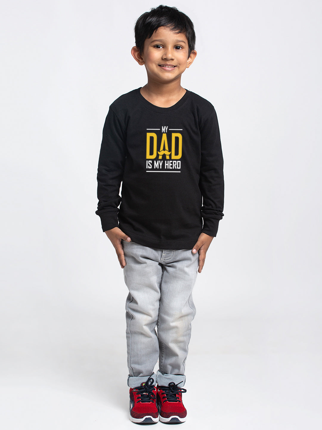 Kids My Dad Is My Hero printed full sleeves t-shirt - Friskers