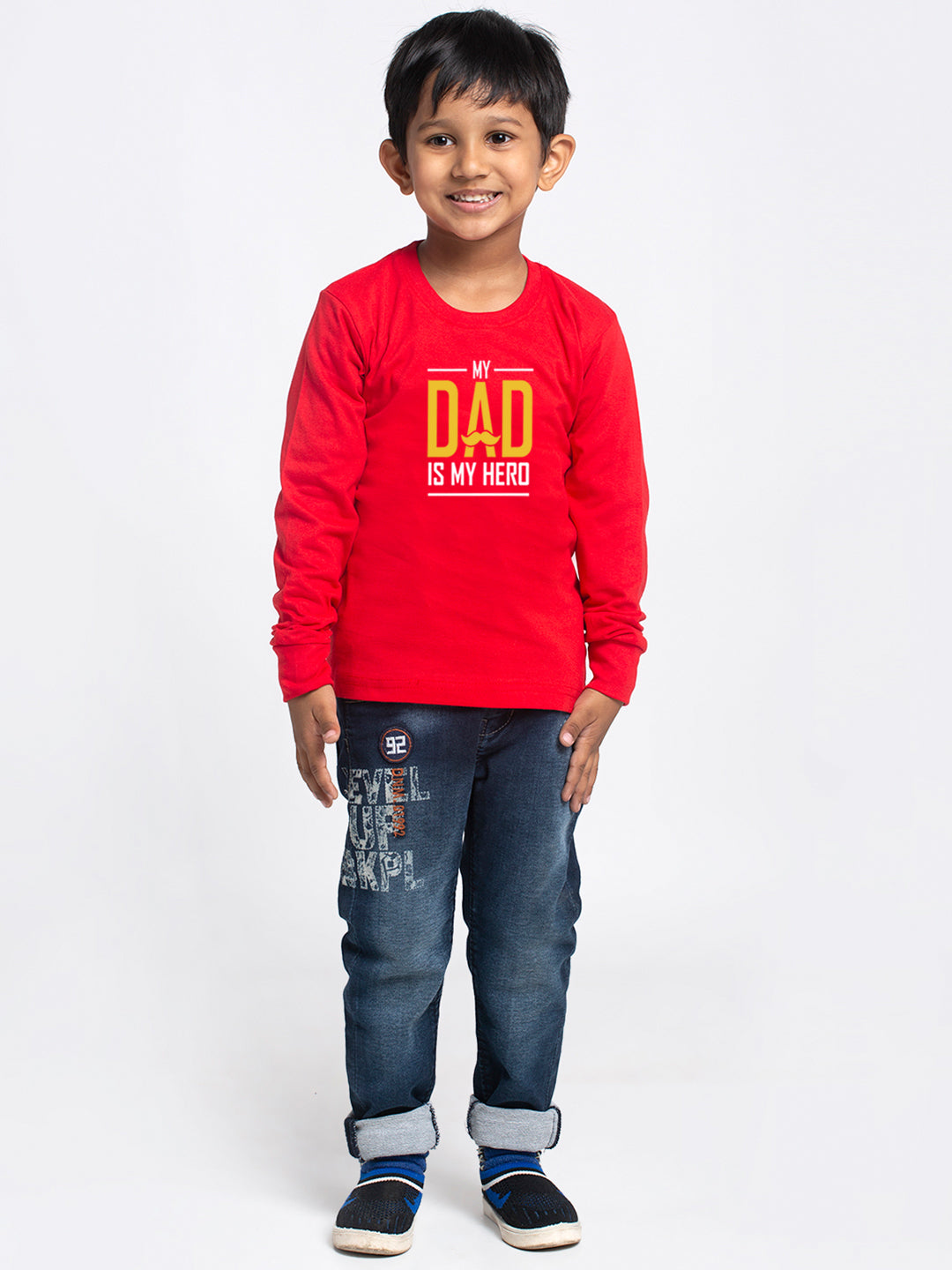 Kids My Dad Is My Hero printed full sleeves t-shirt - Friskers