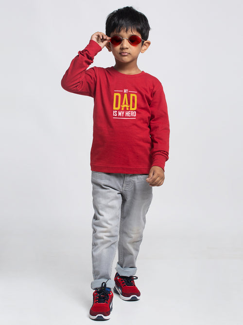 Kids My Dad Is My Hero printed full sleeves t-shirt
