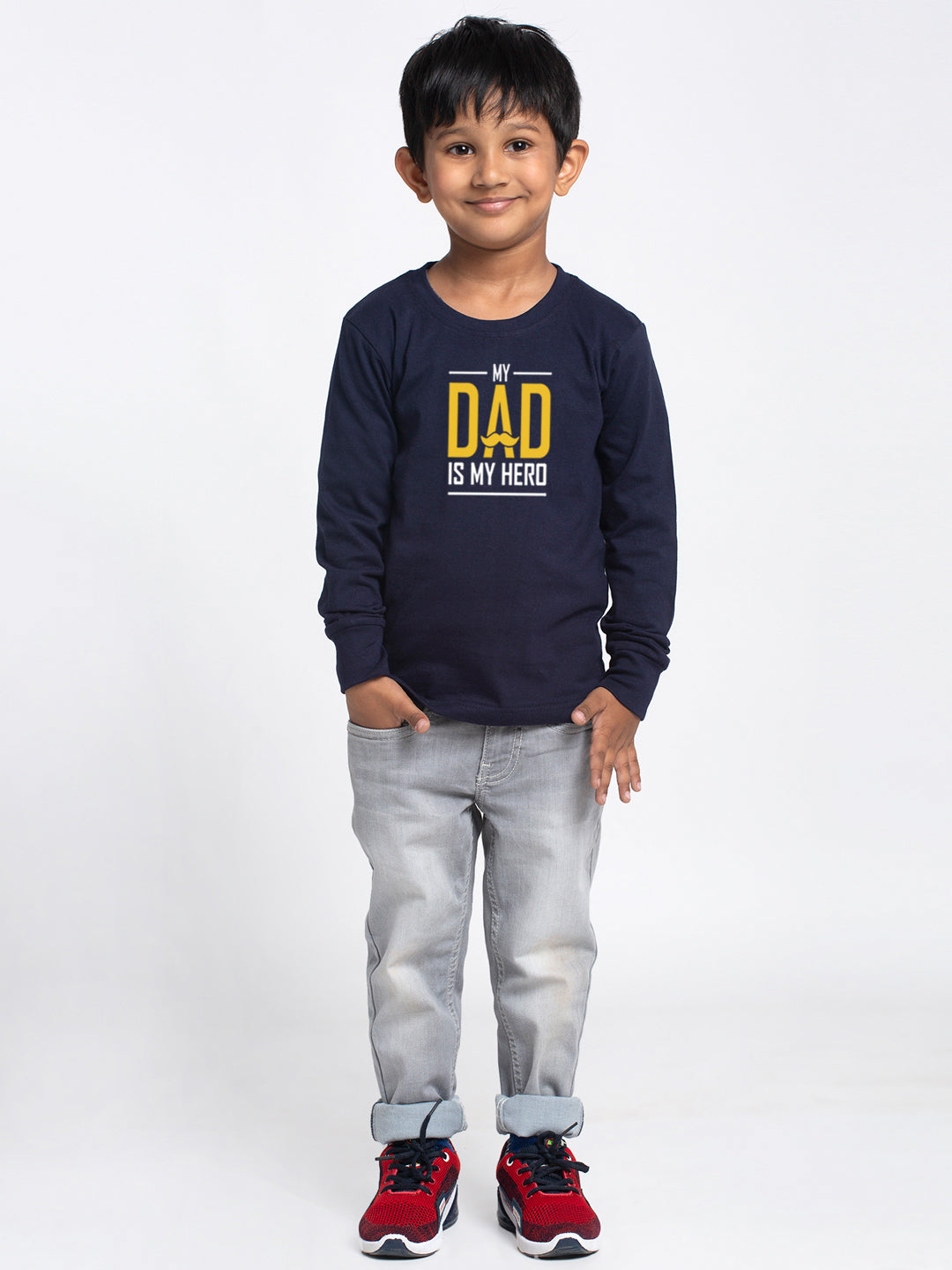 Kids My Dad Is My Hero printed full sleeves t-shirt - Friskers