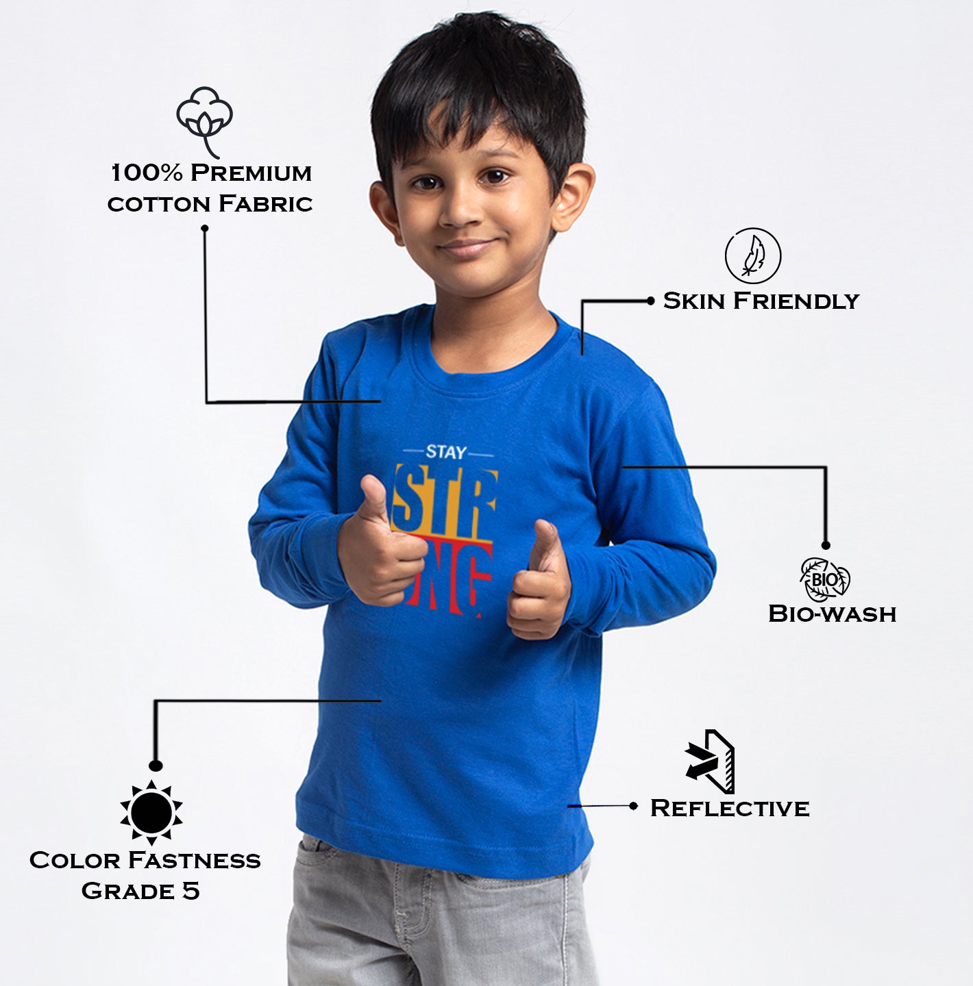 Kids Strong printed full sleeves t-shirt - Friskers