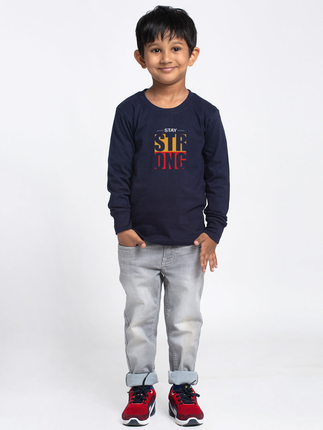 Kids Strong printed full sleeves t-shirt - Friskers