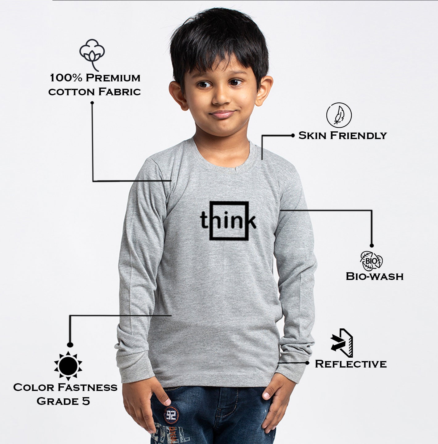 Kids Think printed full sleeves t-shirt - Friskers