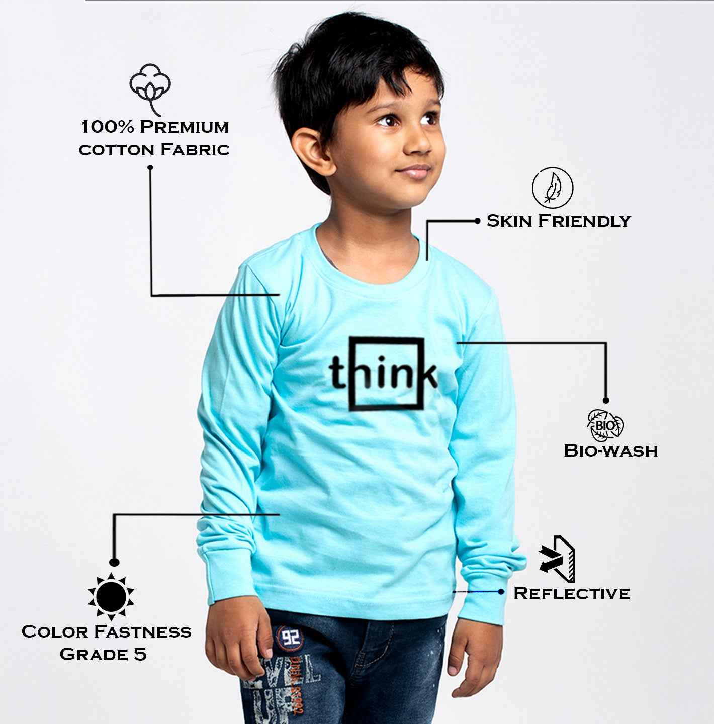 Kids Think printed full sleeves t-shirt - Friskers