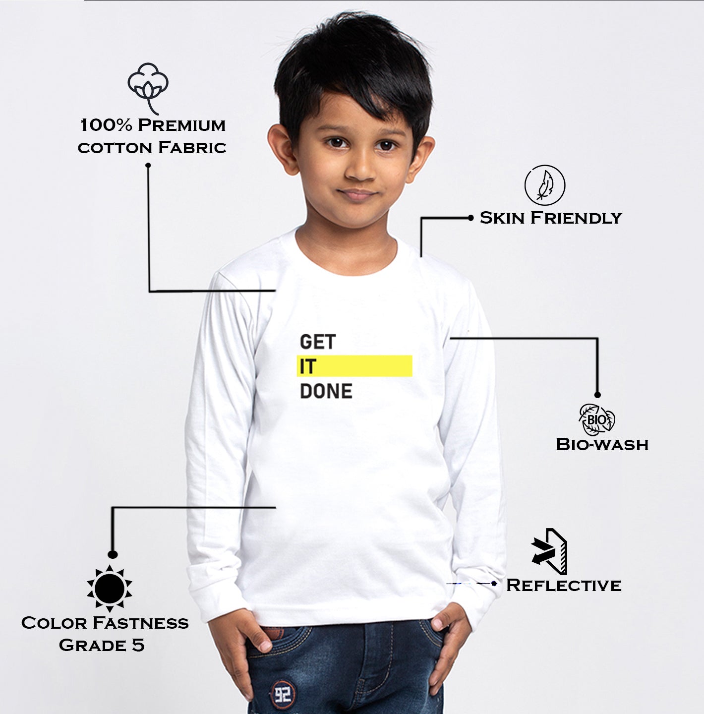 Kids Get It Done printed full sleeves t-shirt - Friskers