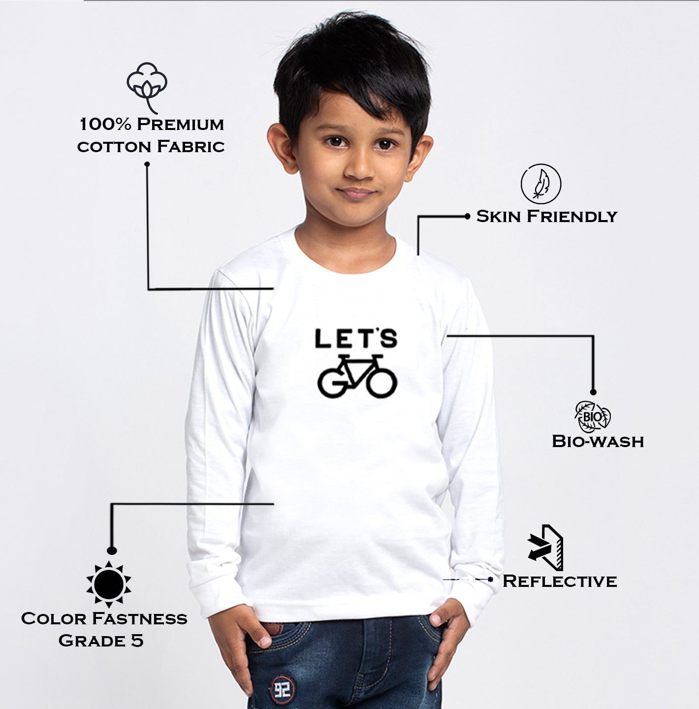 Kids Lets printed full sleeves t-shirt - Friskers