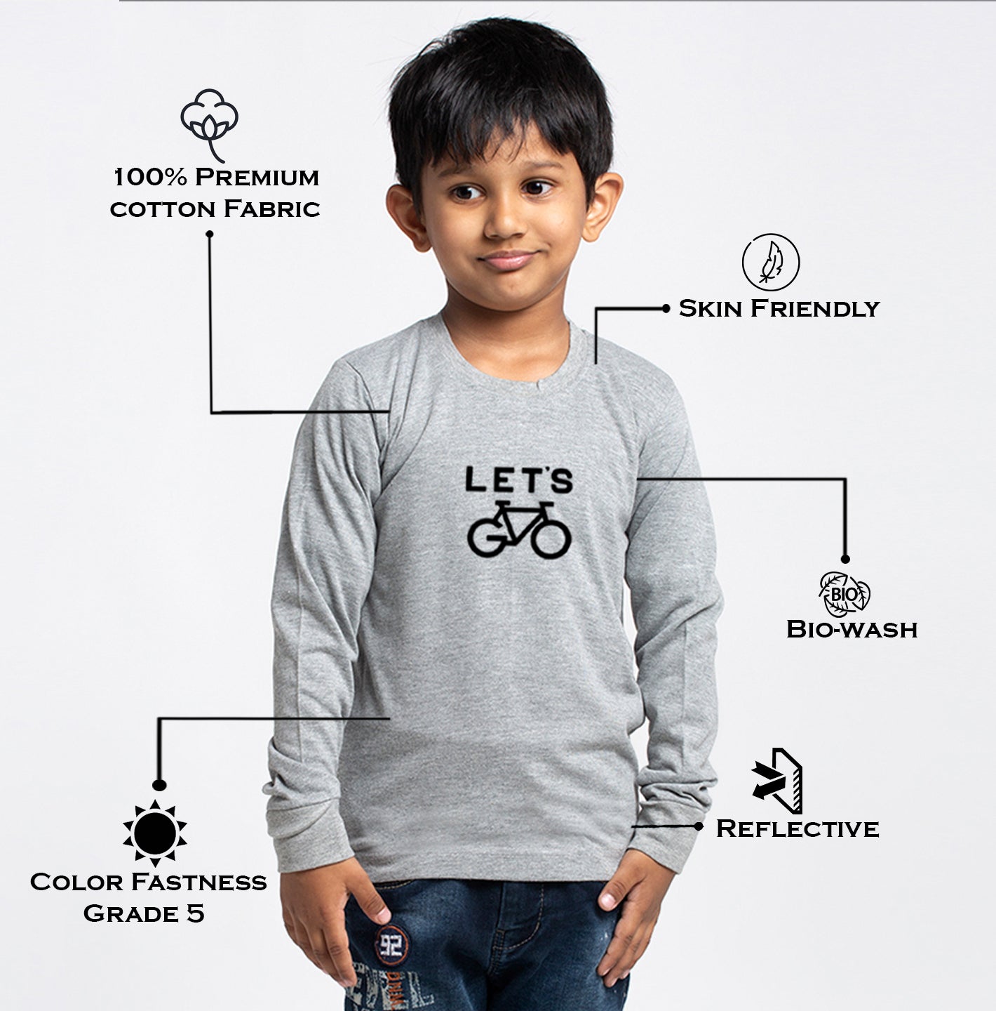 Kids Lets printed full sleeves t-shirt - Friskers