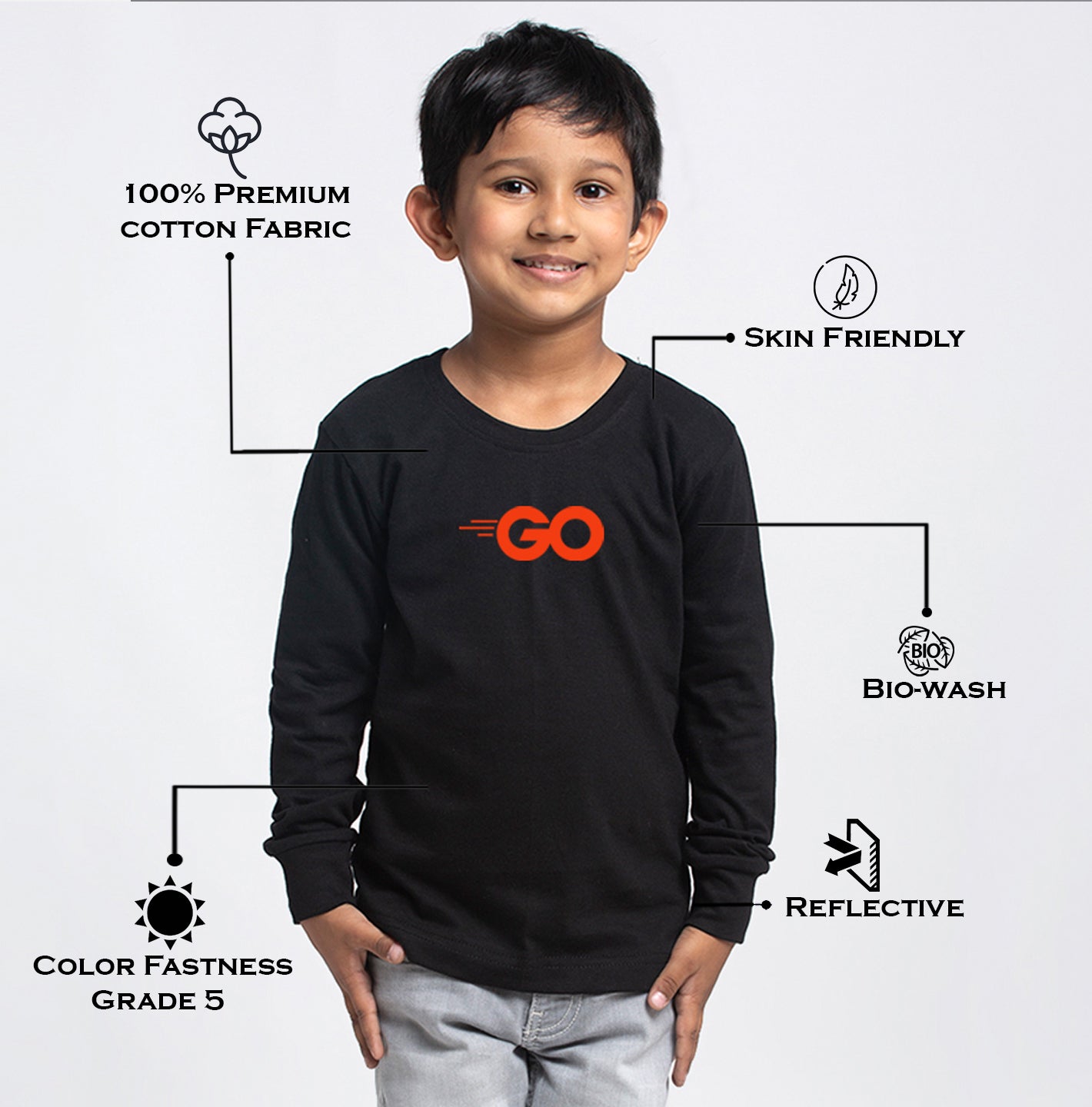 Kids Go printed full sleeves t-shirt - Friskers