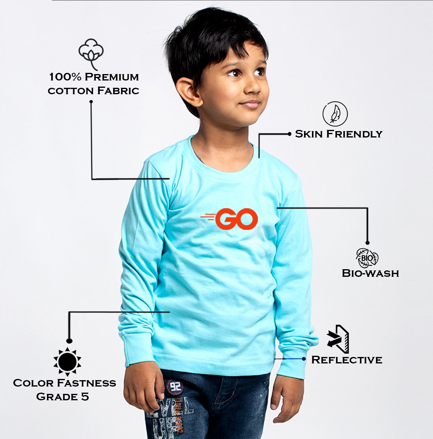 Kids Go printed full sleeves t-shirt - Friskers