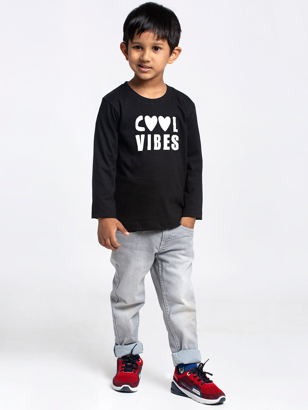 Kids cool vibes printed full sleeves t-shirt - Friskers