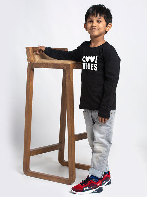 Kids cool vibes printed full sleeves t-shirt