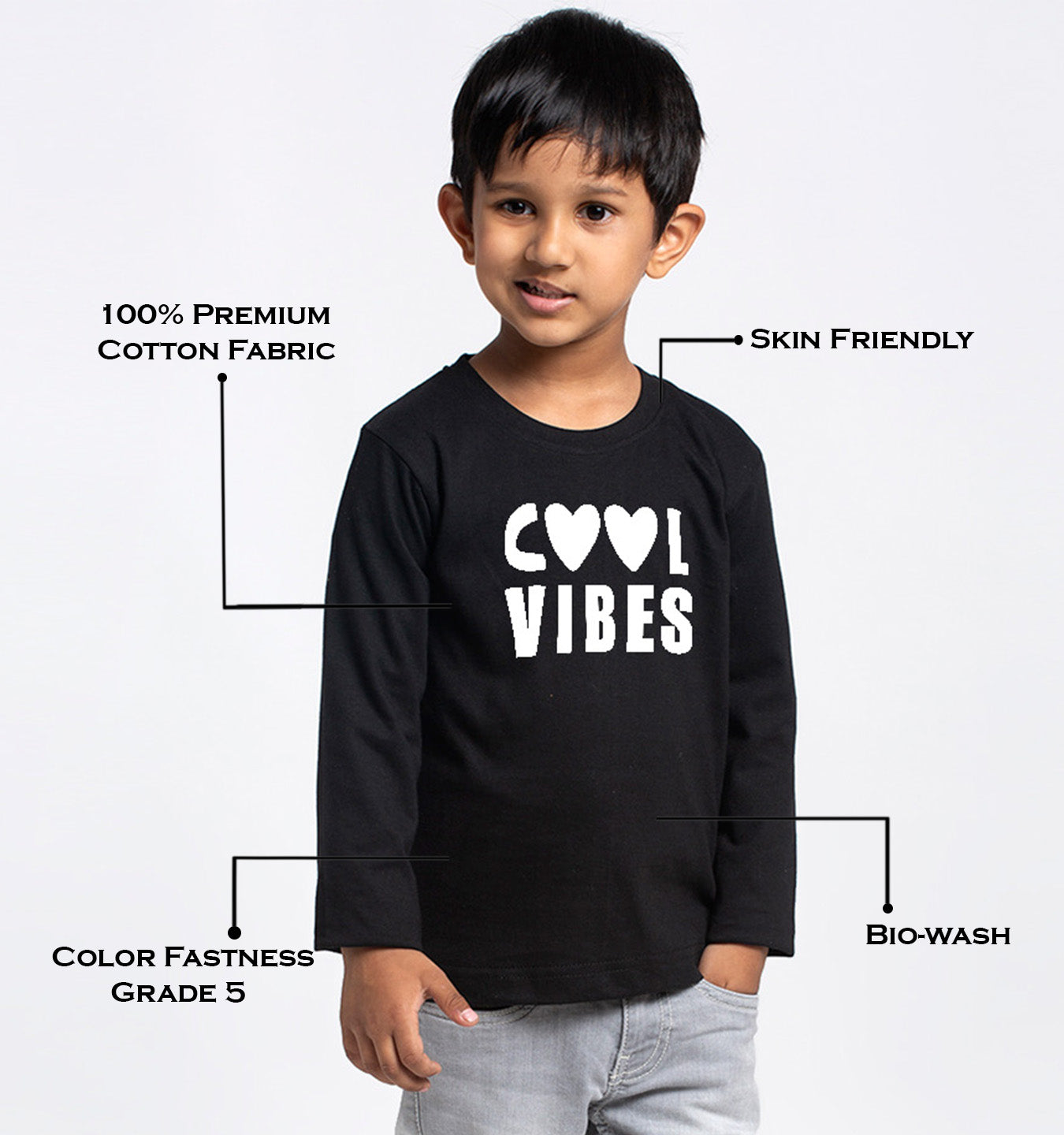 Kids cool vibes printed full sleeves t-shirt - Friskers