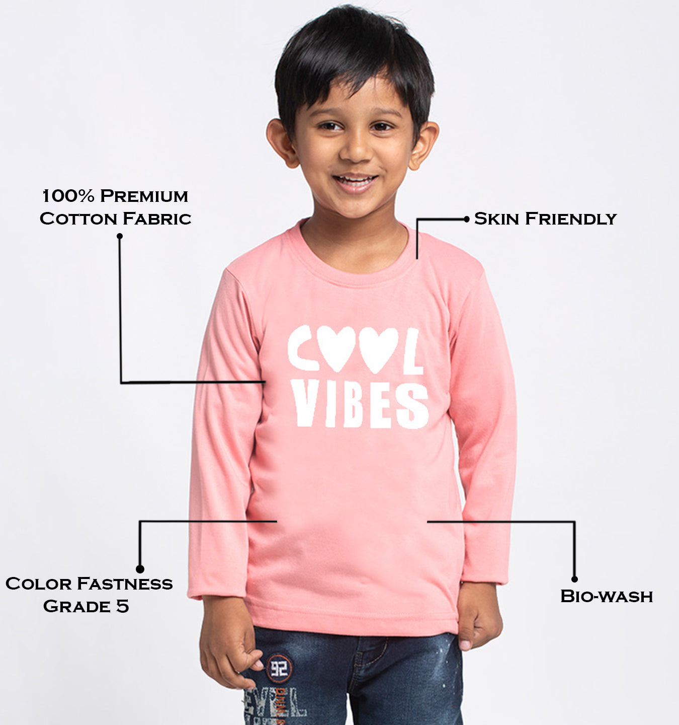 Kids cool vibes printed full sleeves t-shirt - Friskers