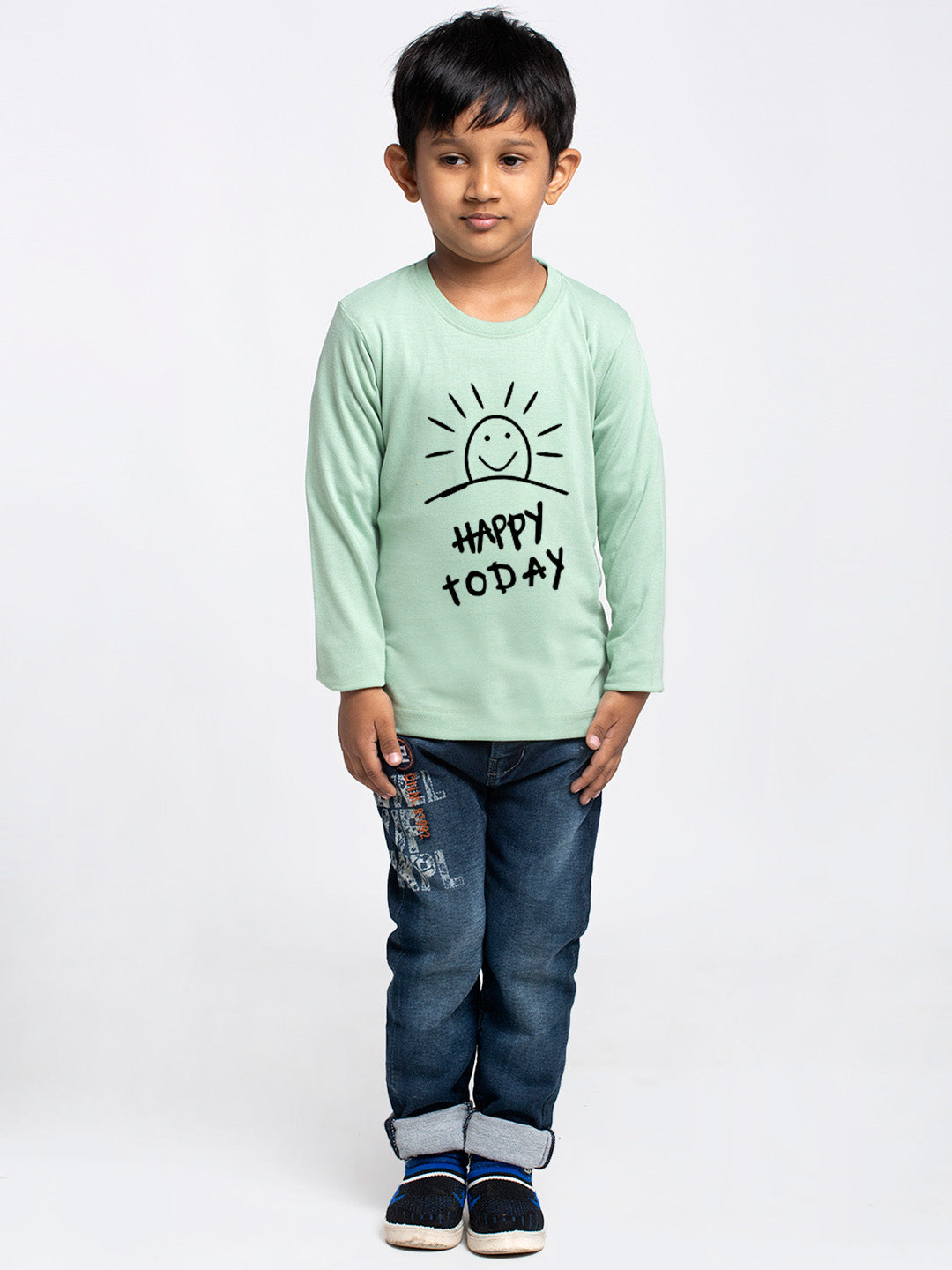 Kids happy today printed full sleeves t-shirt - Friskers