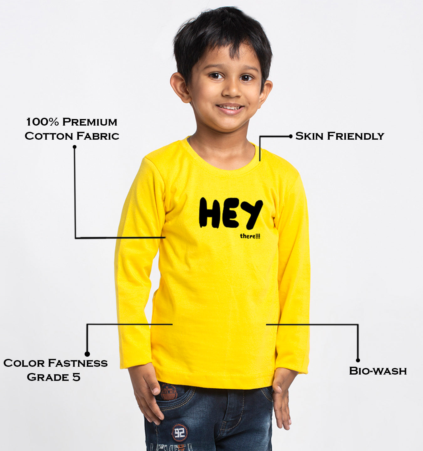 Kids hey printed full sleeves t-shirt - Friskers