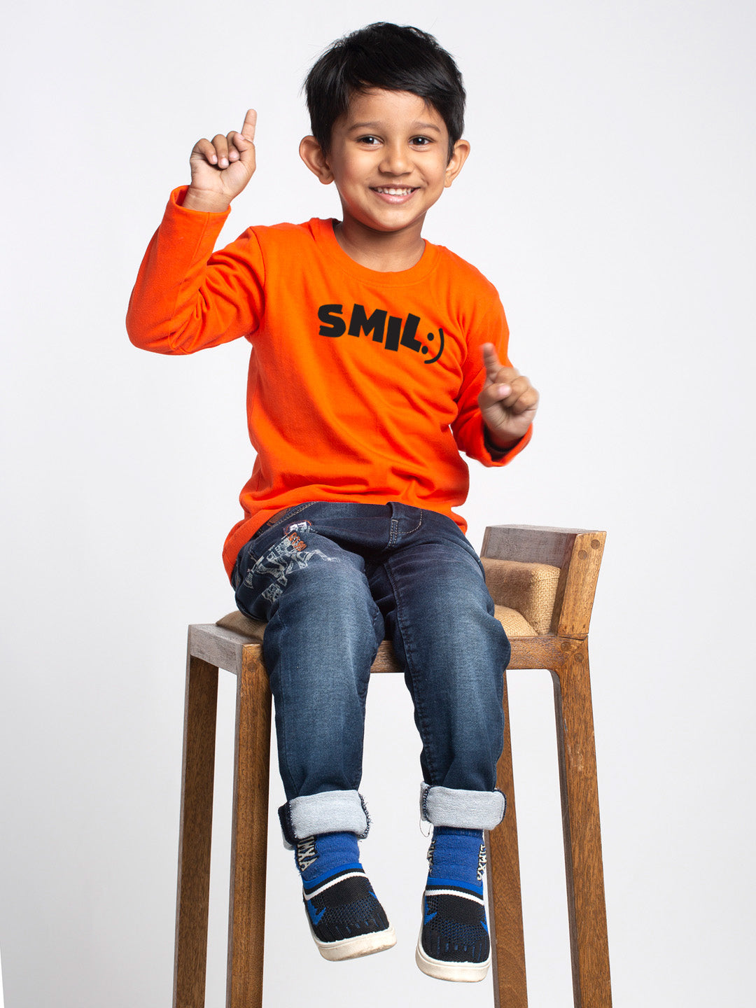 Kids Smile printed full sleeves t-shirt - Friskers