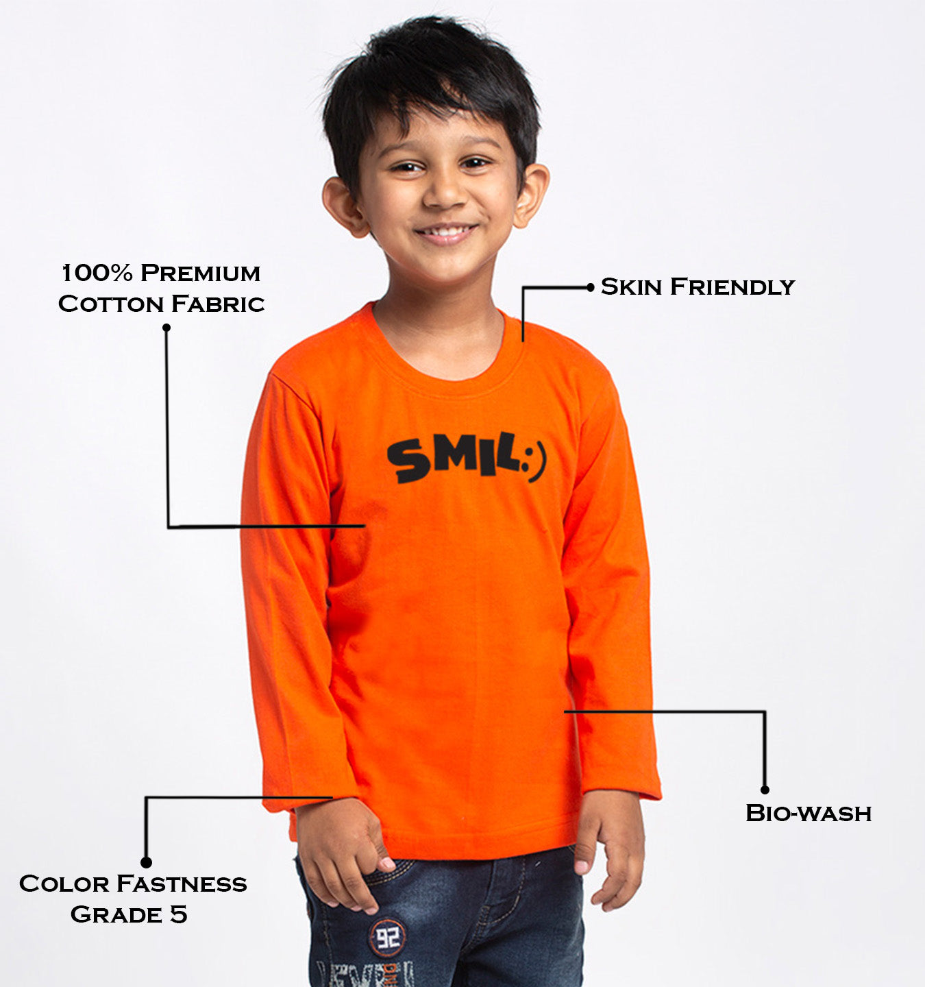 Kids Smile printed full sleeves t-shirt - Friskers