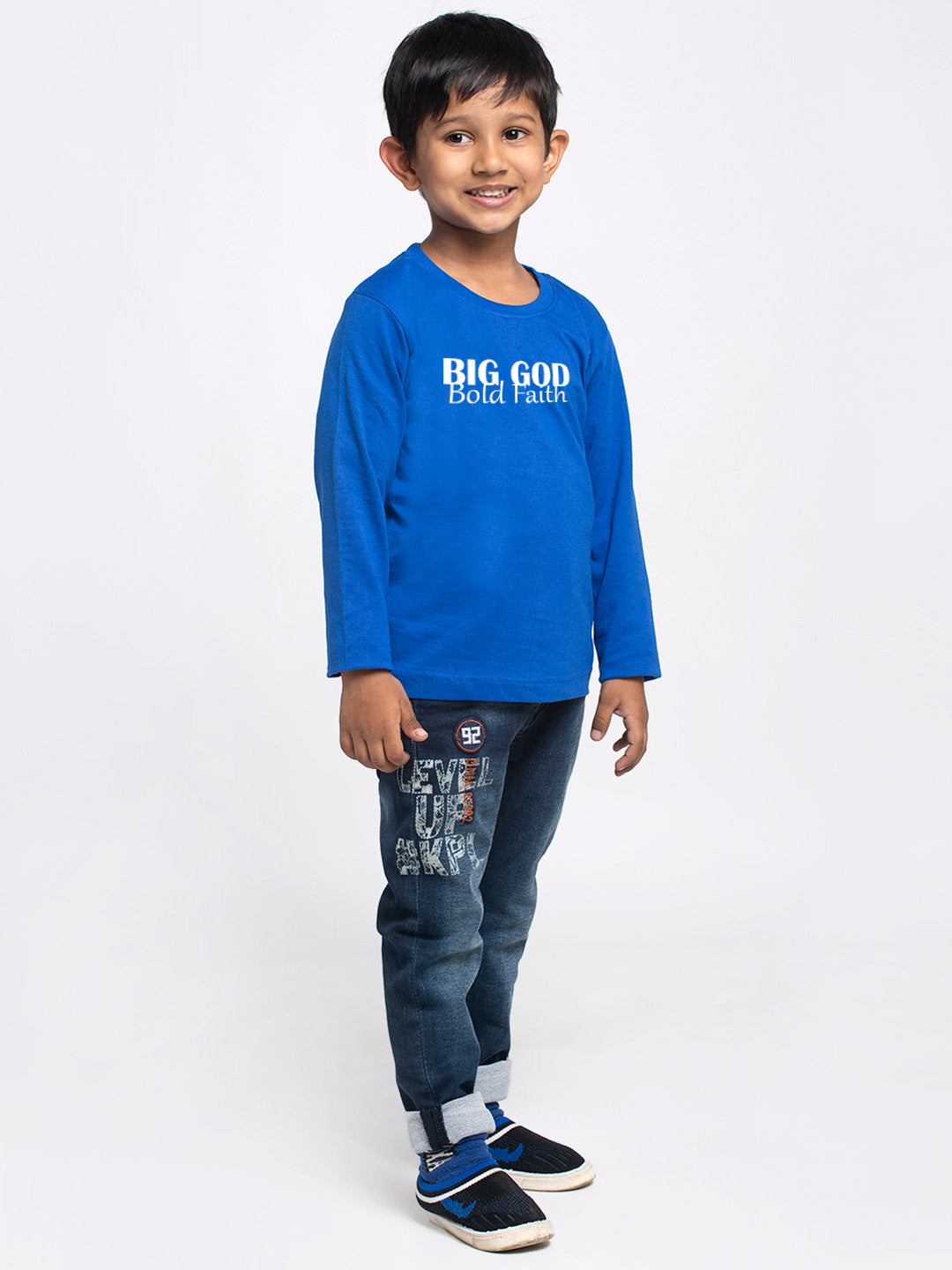 Kids Big God printed full sleeves t-shirt - Friskers