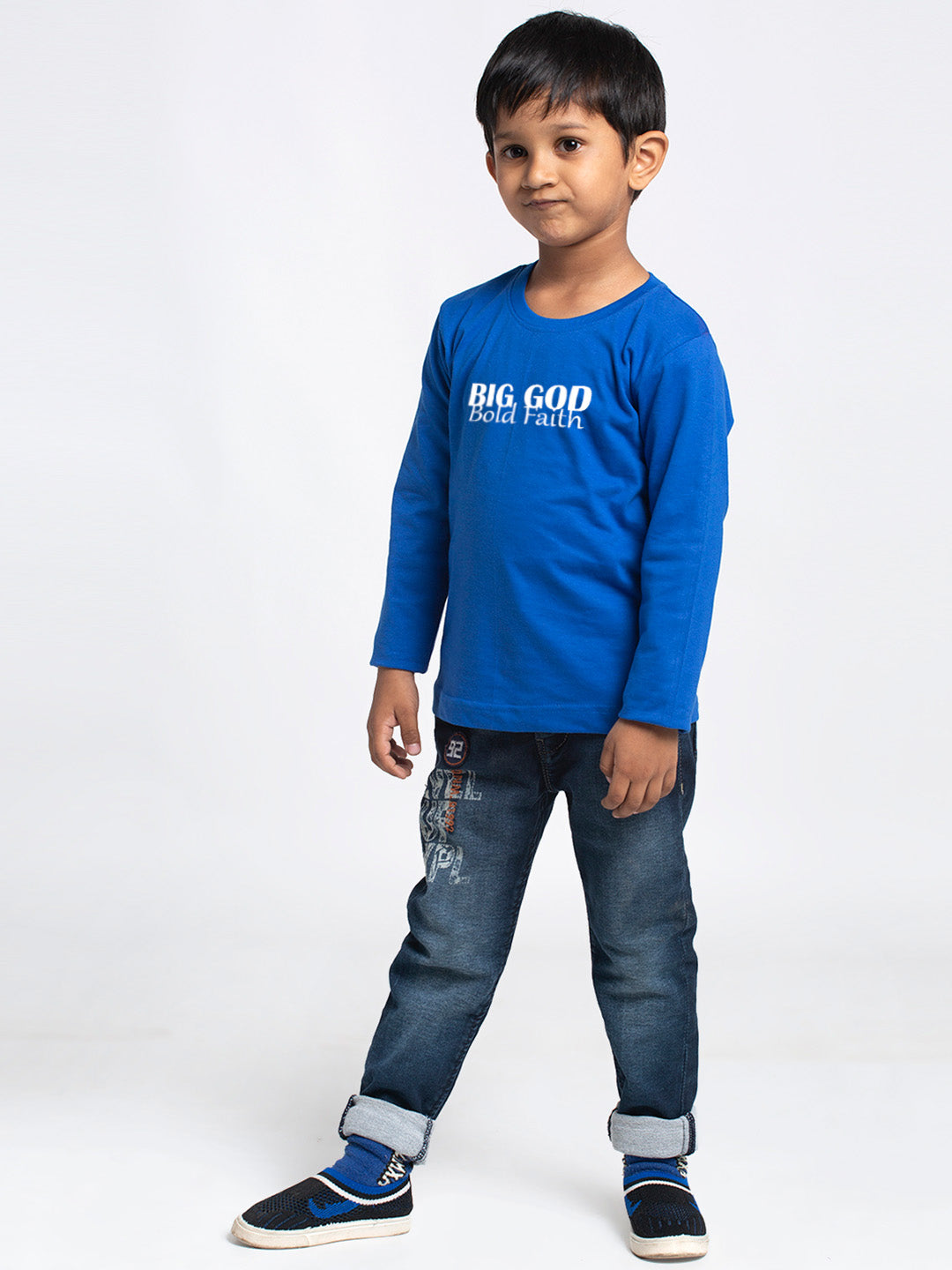 Kids Big God printed full sleeves t-shirt - Friskers