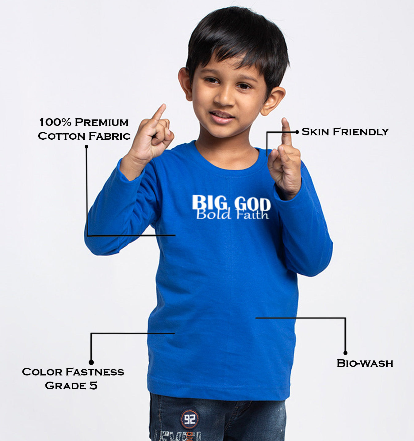 Kids Big God printed full sleeves t-shirt - Friskers