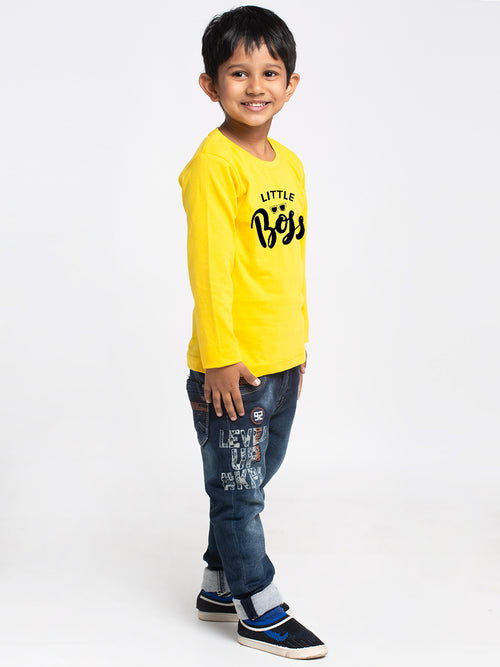 Kids Little Boss printed full sleeves t-shirt