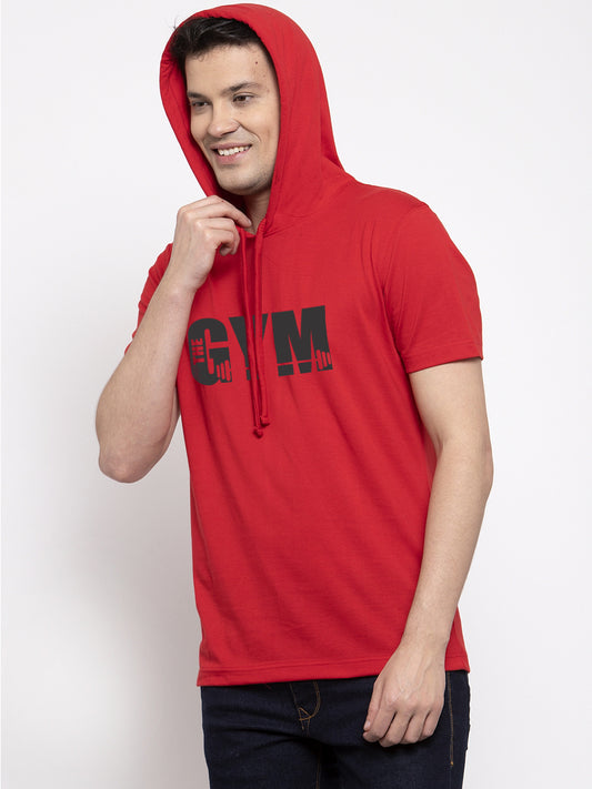 Gym Half Sleeves Printed Hoody T-shirt - Friskers