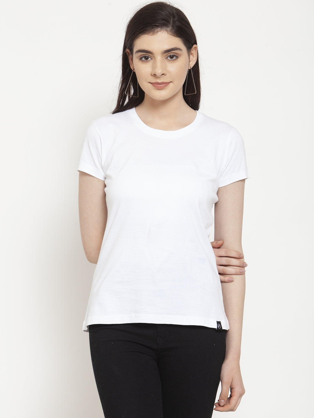 Friskers Solid Women Round Neck Half Sleeves T-Shirt - Friskers