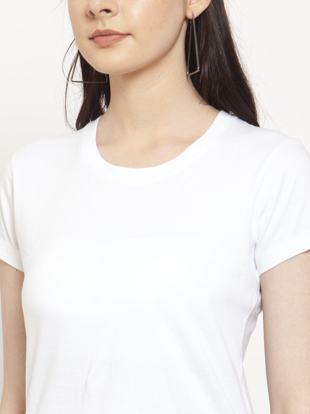 Friskers Solid Women Round Neck Half Sleeves T-Shirt - Friskers