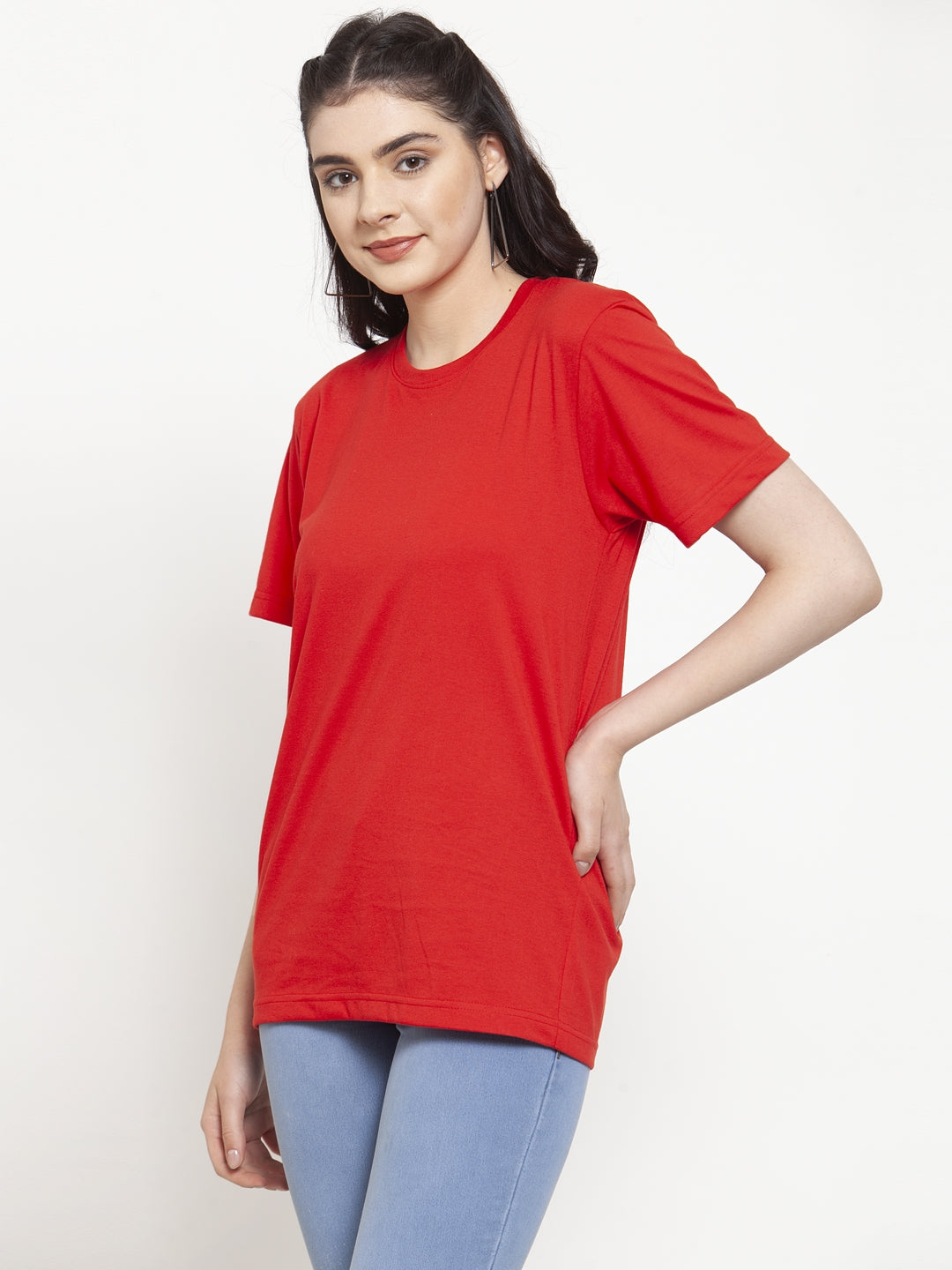 Friskers Solid Women Round Neck Half Sleeves T-Shirt - Friskers