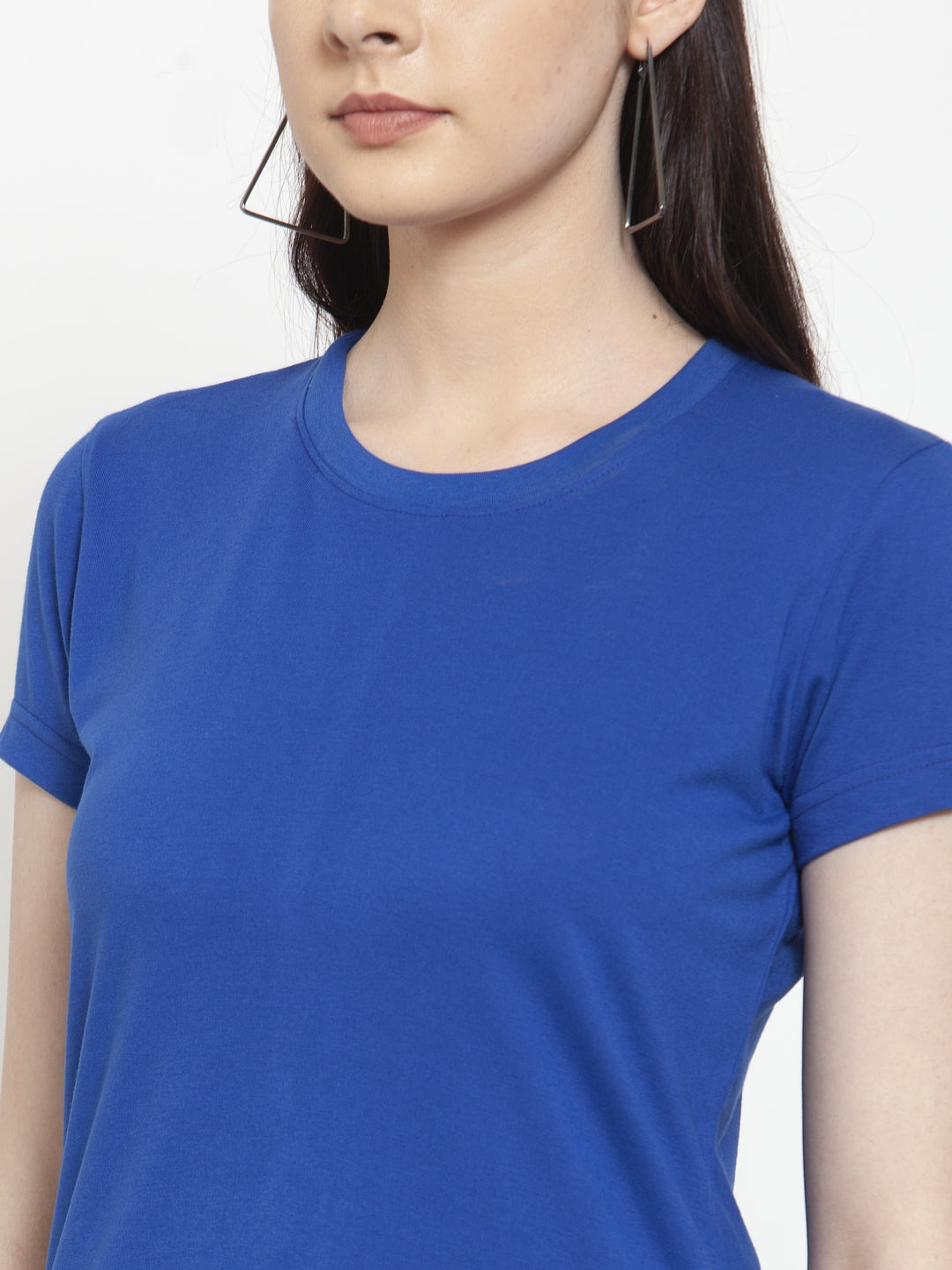 Friskers Solid Women Round Neck Half Sleeves T-Shirt - Friskers