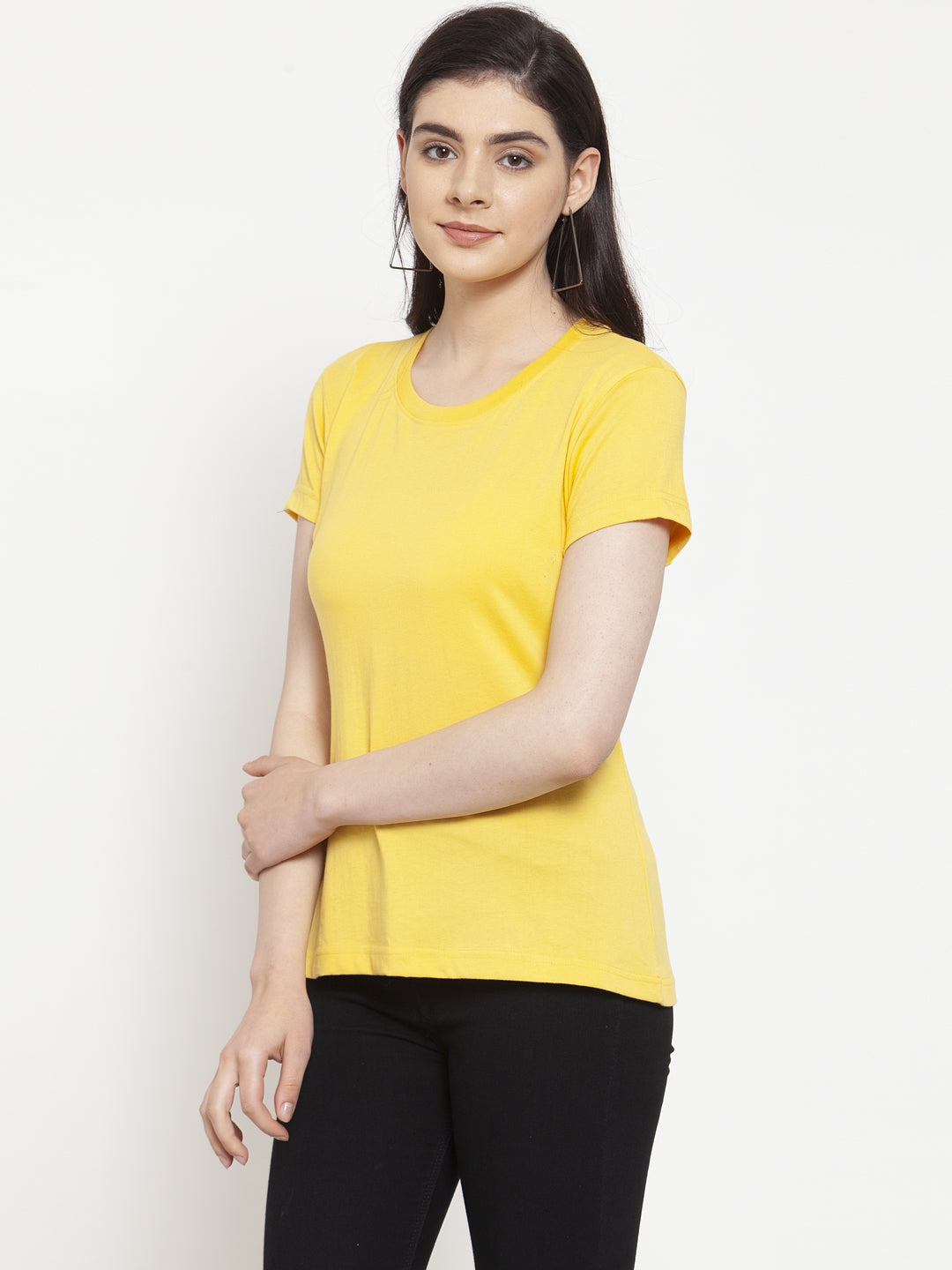 Friskers Solid Women Round Neck Half Sleeves T-Shirt - Friskers