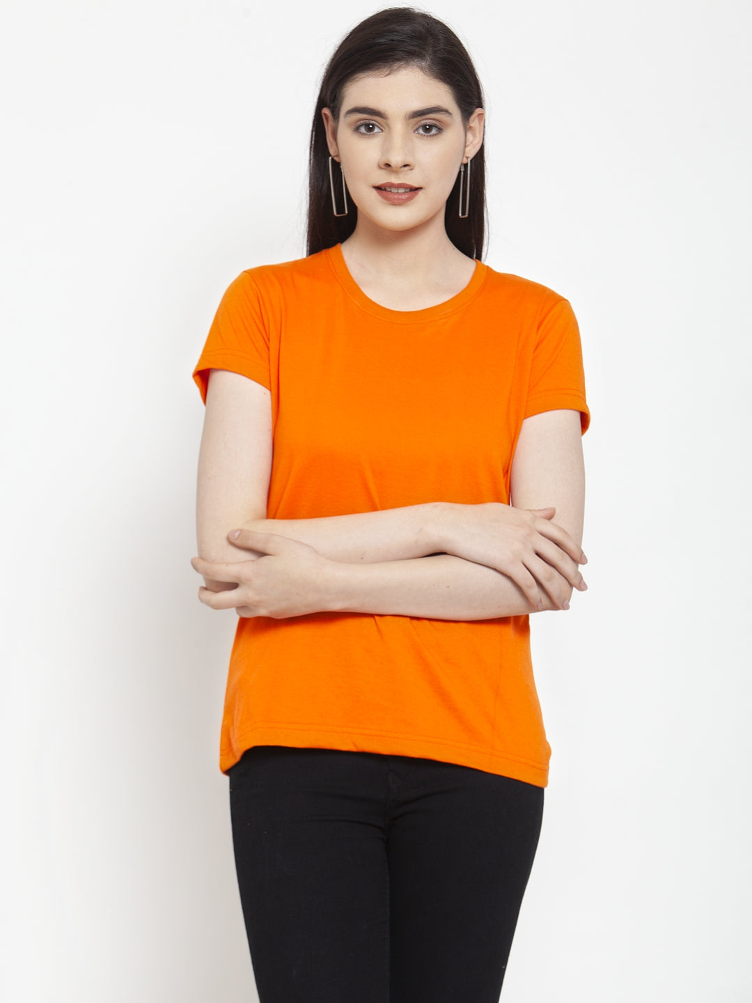 Friskers Solid Women Round Neck Half Sleeves T-Shirt - Friskers