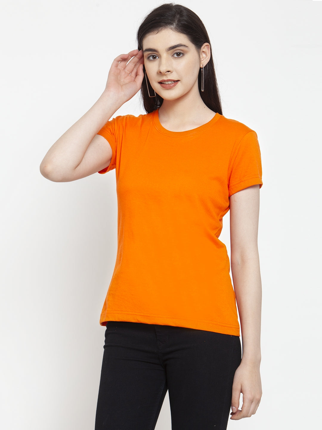 Friskers Solid Women Round Neck Half Sleeves T-Shirt - Friskers