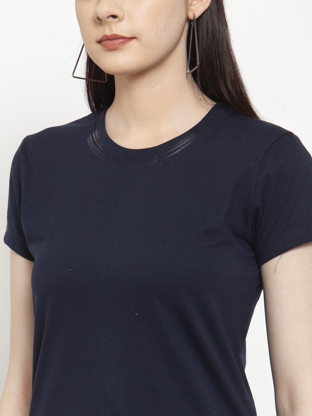 Friskers Solid Women Round Neck Half Sleeves T-Shirt - Friskers