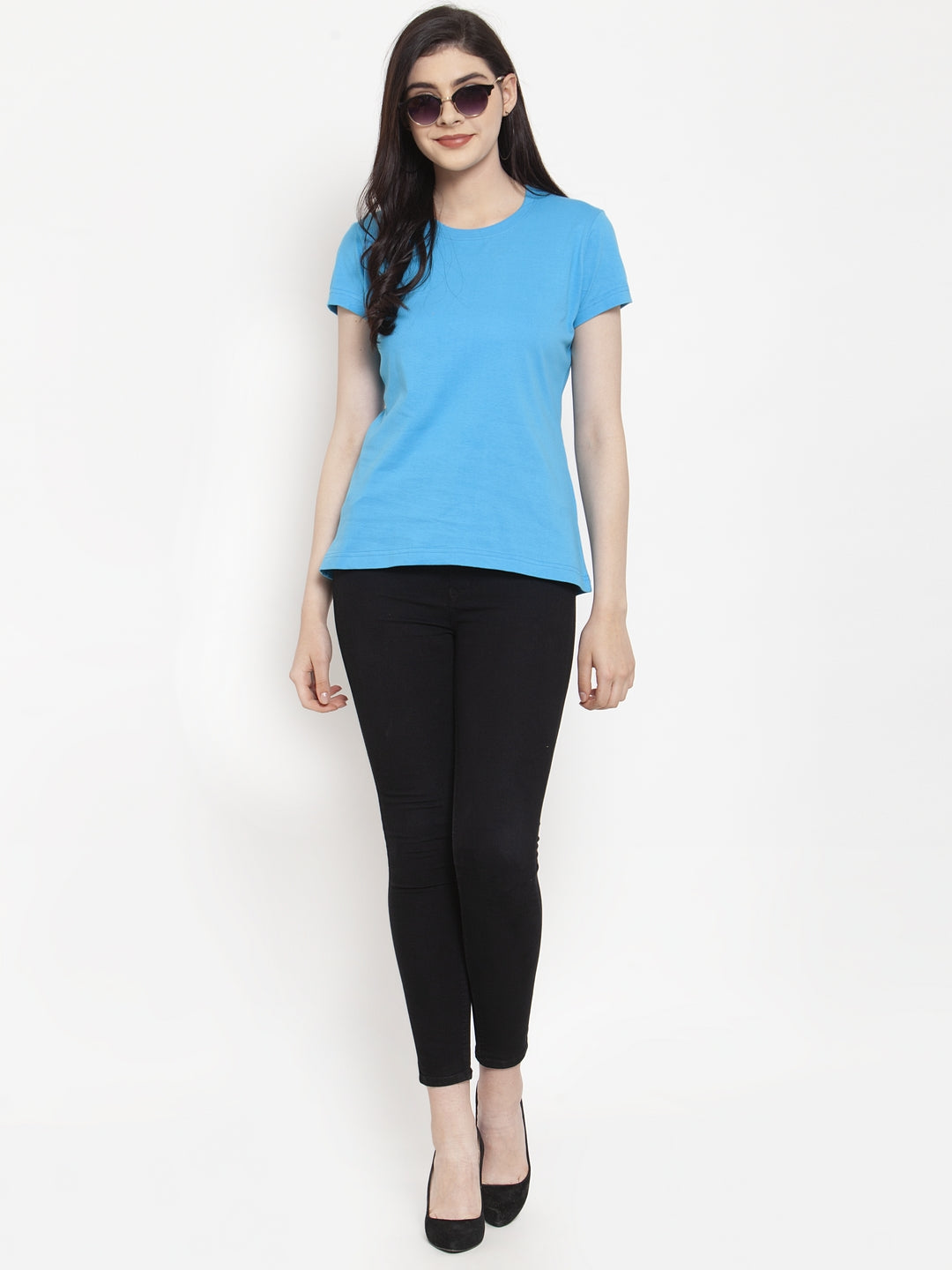 Friskers Solid Women Round Neck Half Sleeves T-Shirt - Friskers