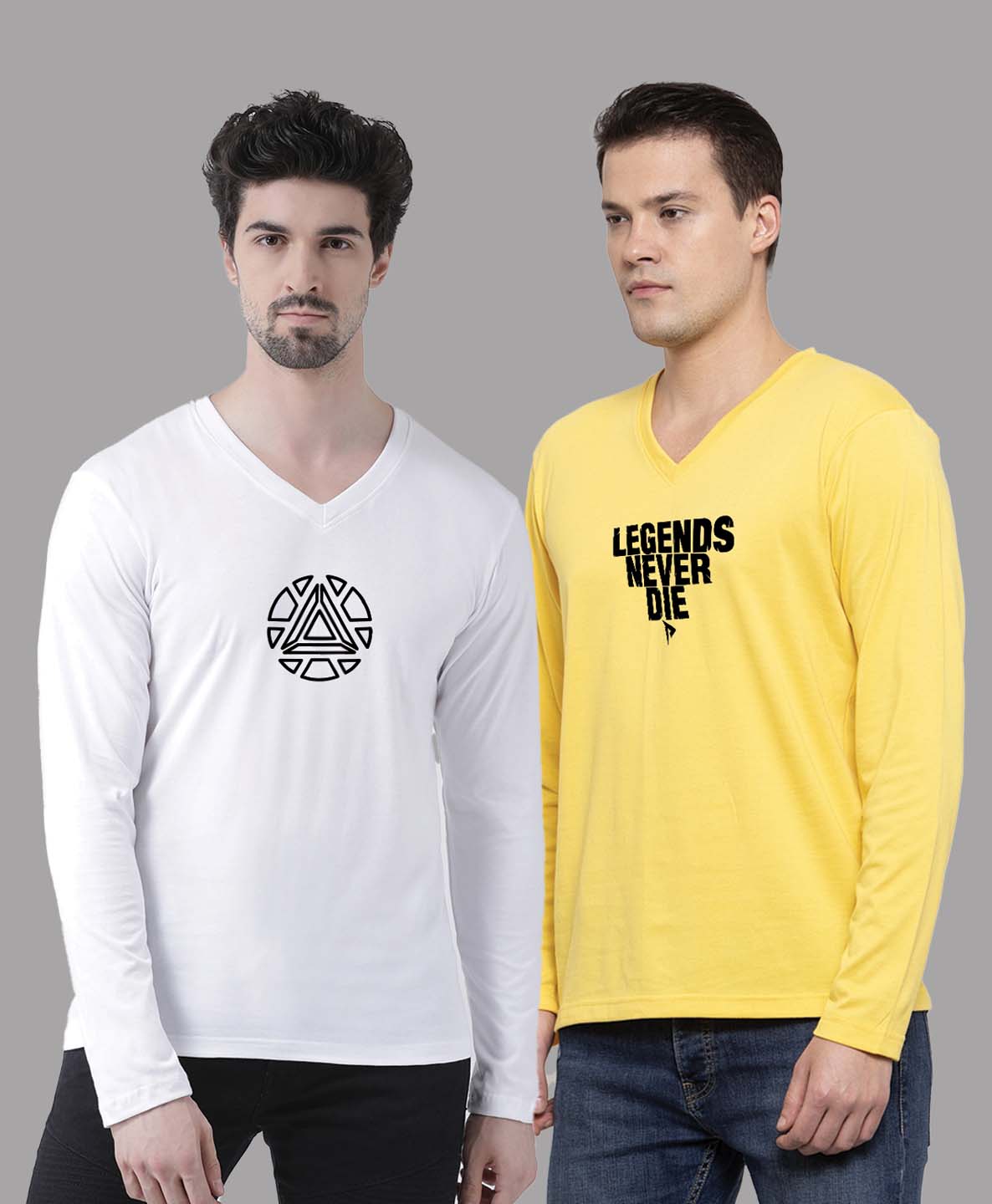 Men's Pack Of 2 Pure Cotton V Neck T-Shirt - Friskers
