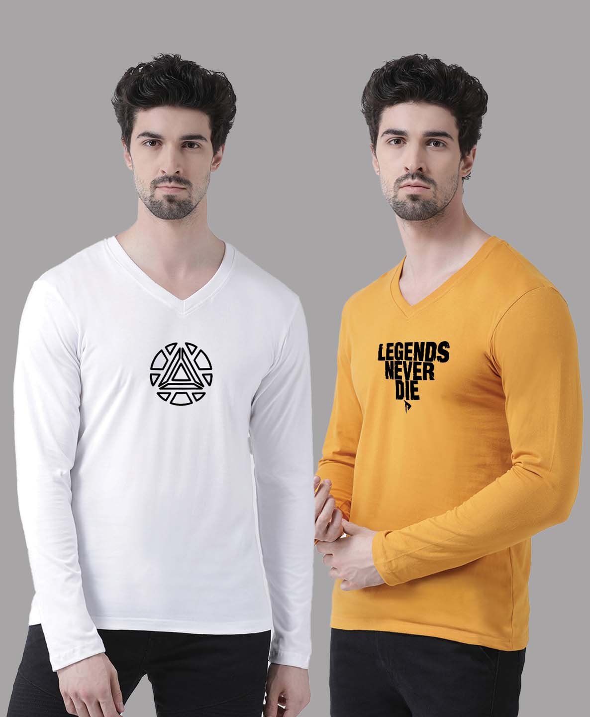 Men's Pack Of 2 Pure Cotton V Neck T-Shirt - Friskers