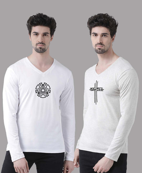 Men's Pack Of 2 Pure Cotton V Neck T-Shirt