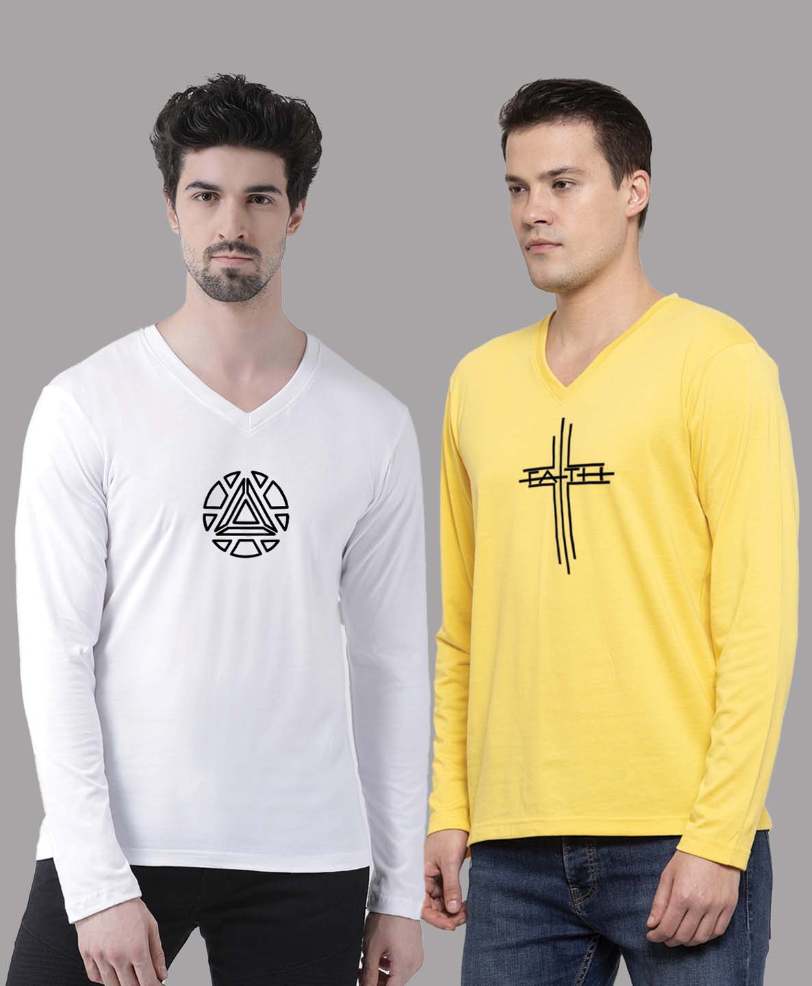 Men's Pack Of 2 Pure Cotton V Neck T-Shirt - Friskers