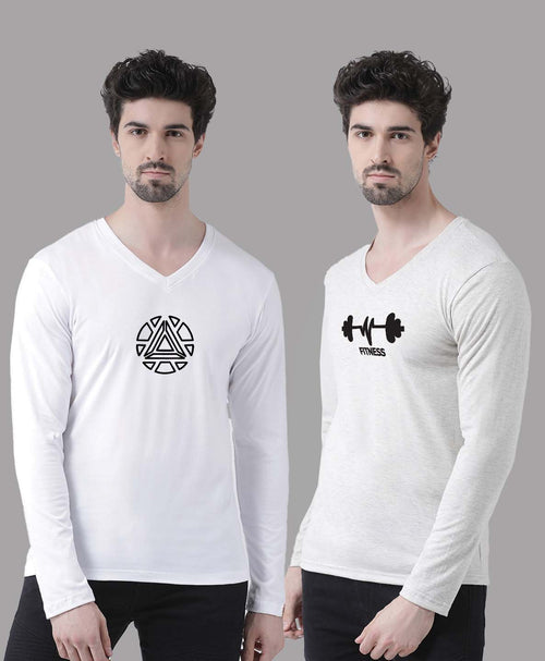 Men's Pack Of 2 Pure Cotton V Neck T-Shirt