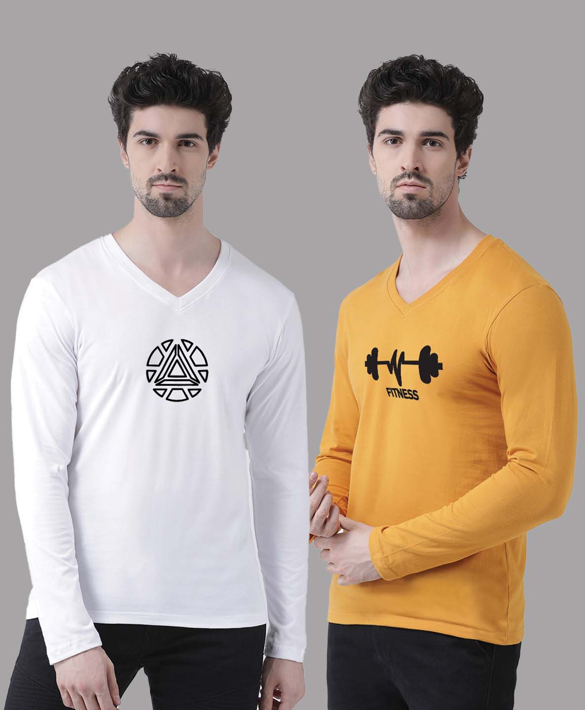 Men's Pack Of 2 Pure Cotton V Neck T-Shirt - Friskers