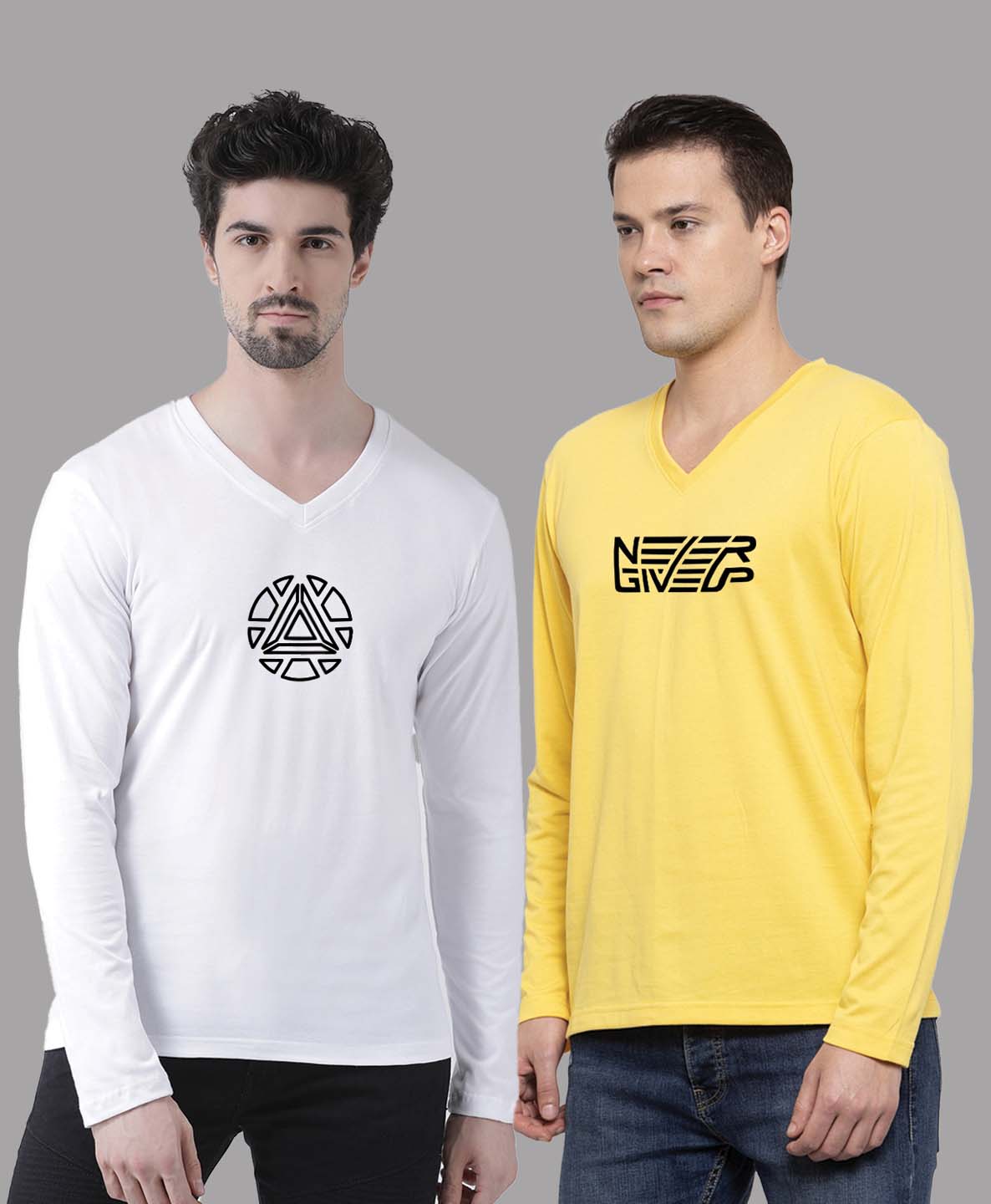 Men's Pack Of 2 Pure Cotton V Neck T-Shirt - Friskers