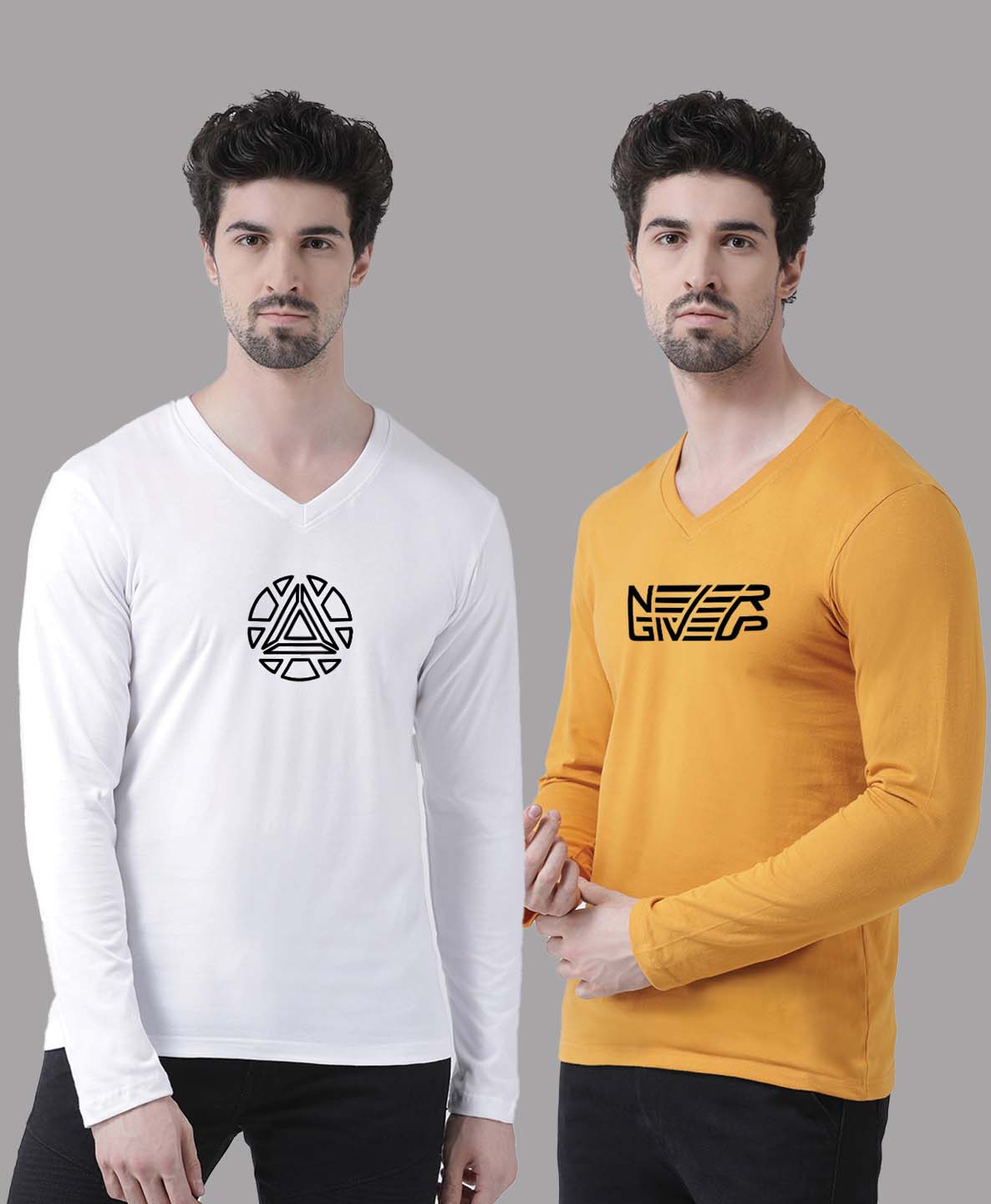 Men's Pack Of 2 Pure Cotton V Neck T-Shirt - Friskers