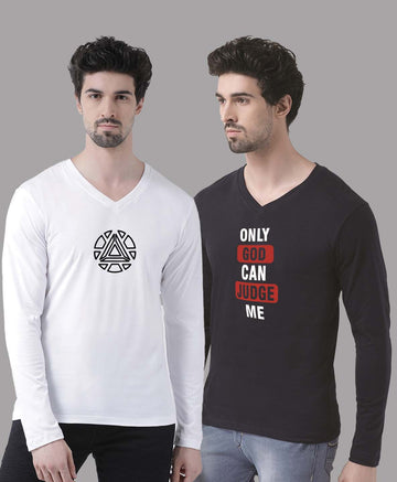 Men's Pack Of 2 Pure Cotton V Neck T-Shirt - Friskers