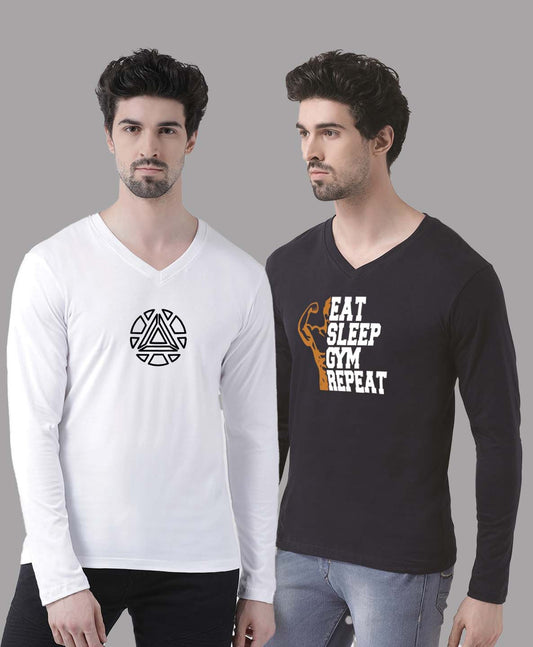 Men's Pack Of 2 Pure Cotton V Neck T-Shirt - Friskers