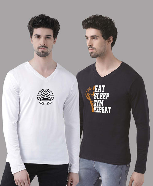 Men's Pack Of 2 Pure Cotton V Neck T-Shirt