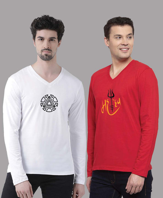 Men's Pack Of 2 Pure Cotton V Neck T-Shirt - Friskers