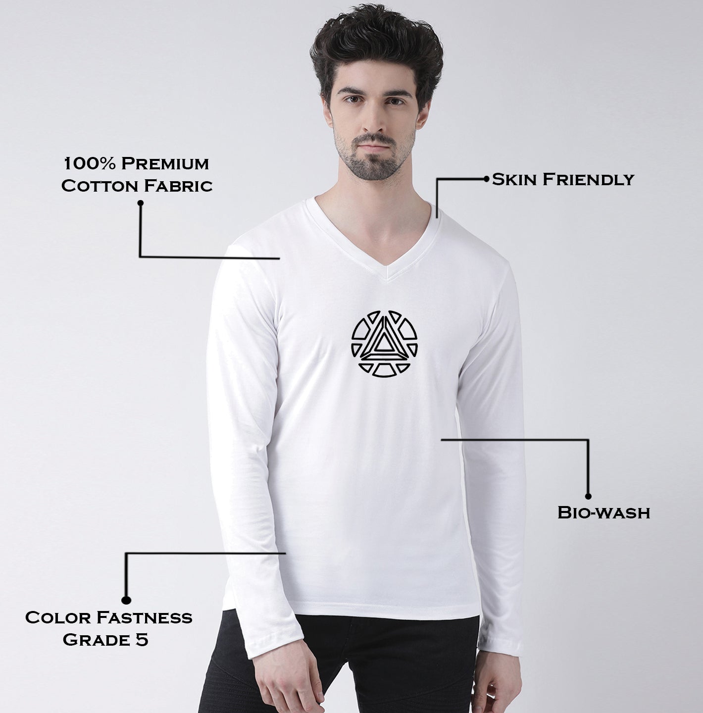 Men's Pure Cotton Regular Fit V Neck T-Shirt - Friskers