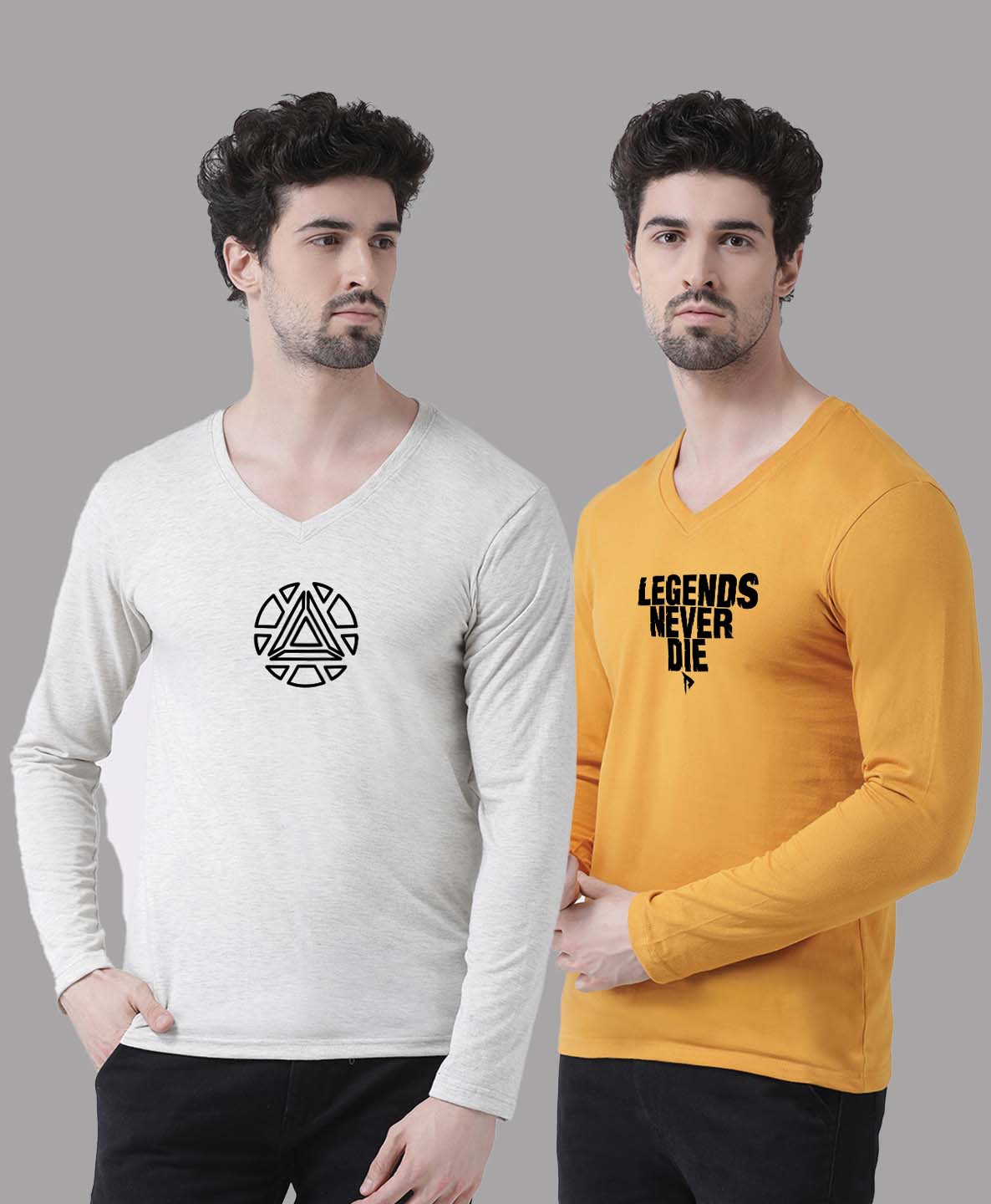 Men's Pack Of 2 Pure Cotton V Neck T-Shirt - Friskers